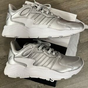 Adidas silver metallic sneakers